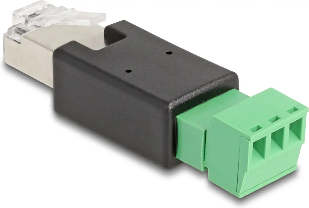 Delock RJ45 naar Terminal Block Adapter 3-polig - Zwart/ Groen