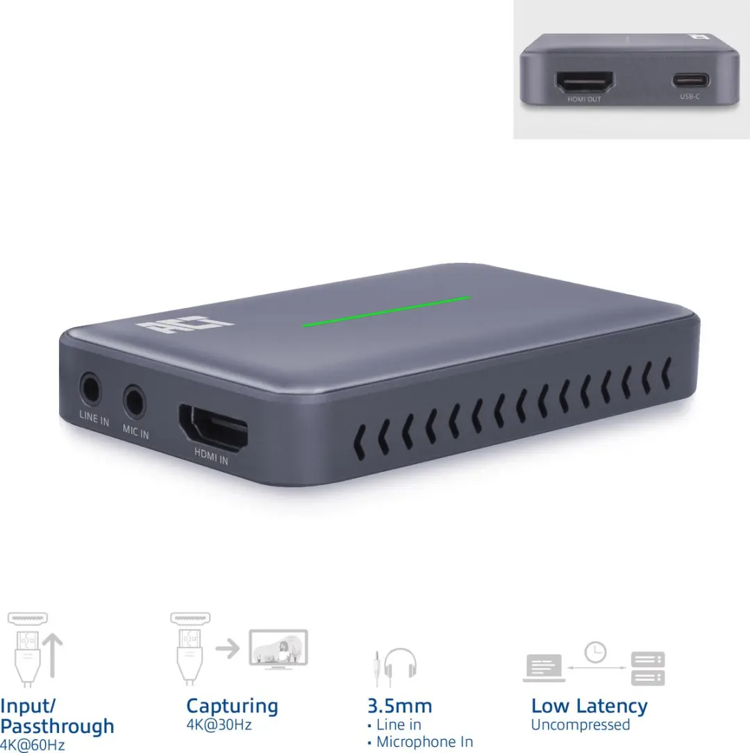 ACT AC7600 USB-C Video Capture Kaart - HDMI 4K@60Hz