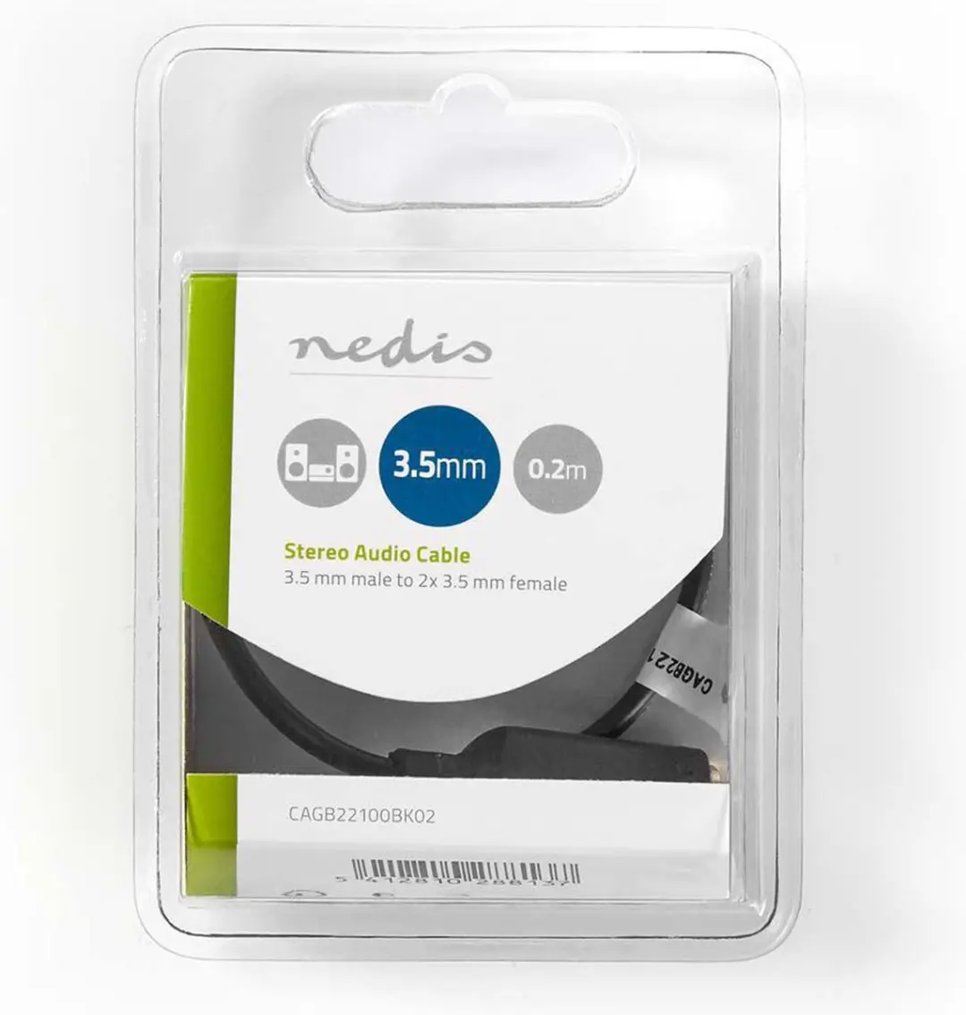 Nedis Stereo-Audiokabel 3,5mm M/F 2x - 0,20m - Zwart