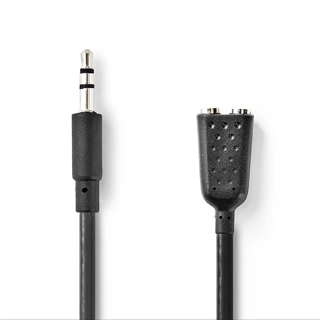 Nedis Stereo-Audiokabel 3,5mm M/F 2x - 0,20m - Zwart