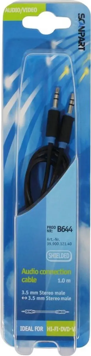 Scanpart AUX Kabel 1m - 3,5mm Jack naar Jack - Zwart