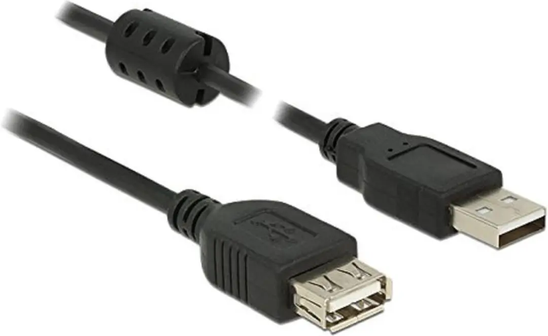 Delock USB-A Verlengkabel 2m - USB2.0 - 10W - Ferrietkern - Zwart
