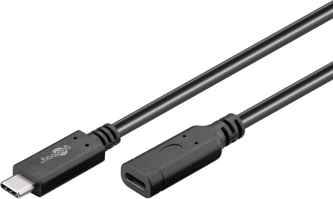 Goobay USB-C Verlengkabel USB3.2 10Gbit/s PD 20V/3A - 1m - Zwart