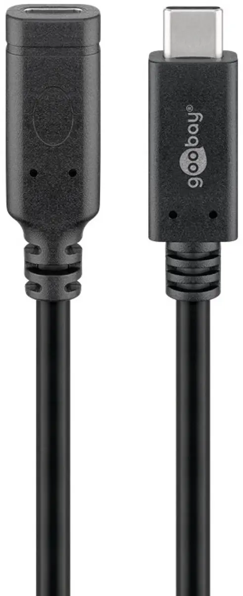 Goobay USB-C Verlengkabel USB3.2 10Gbit/s PD 20V/3A - 1m - Zwart