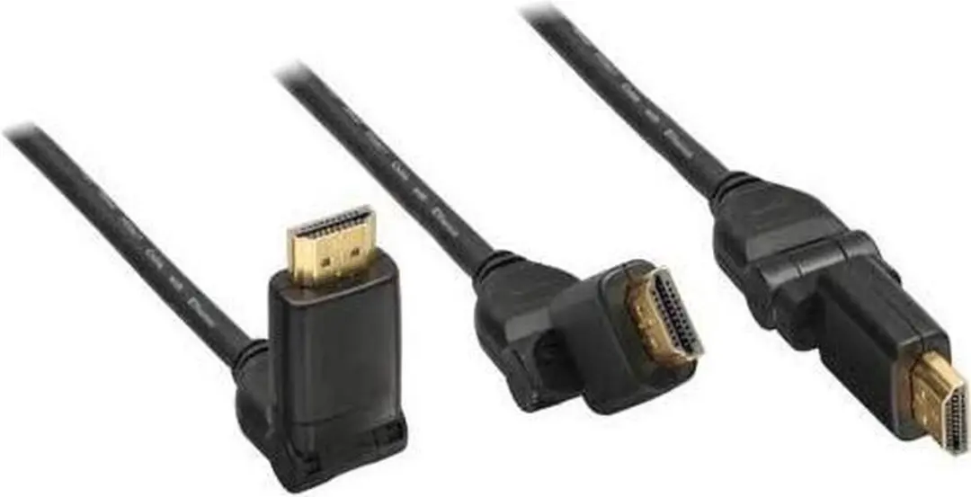 InLine HDMI High Speed Kabel met Ethernet - 3m - Haakse stekker - Zwart