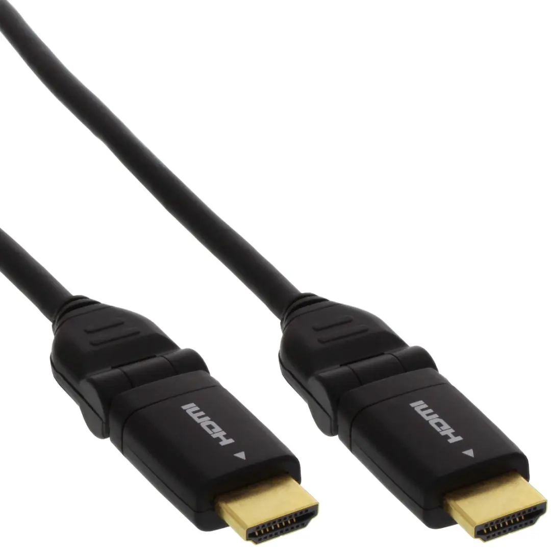 InLine HDMI High Speed Kabel met Ethernet - 3m - Haakse stekker - Zwart