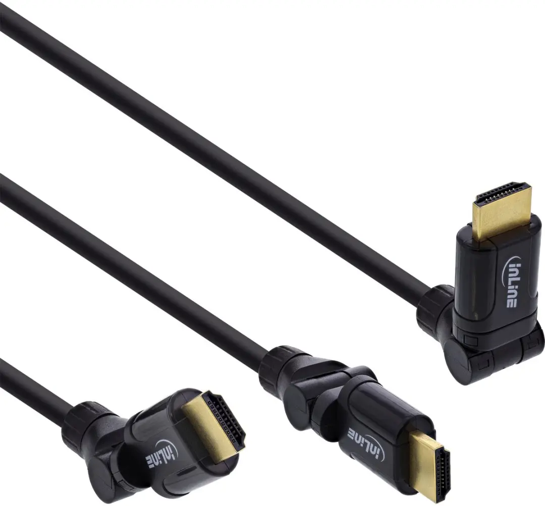 InLine HDMI High Speed Kabel met Ethernet - 3m - Haakse stekker - Zwart