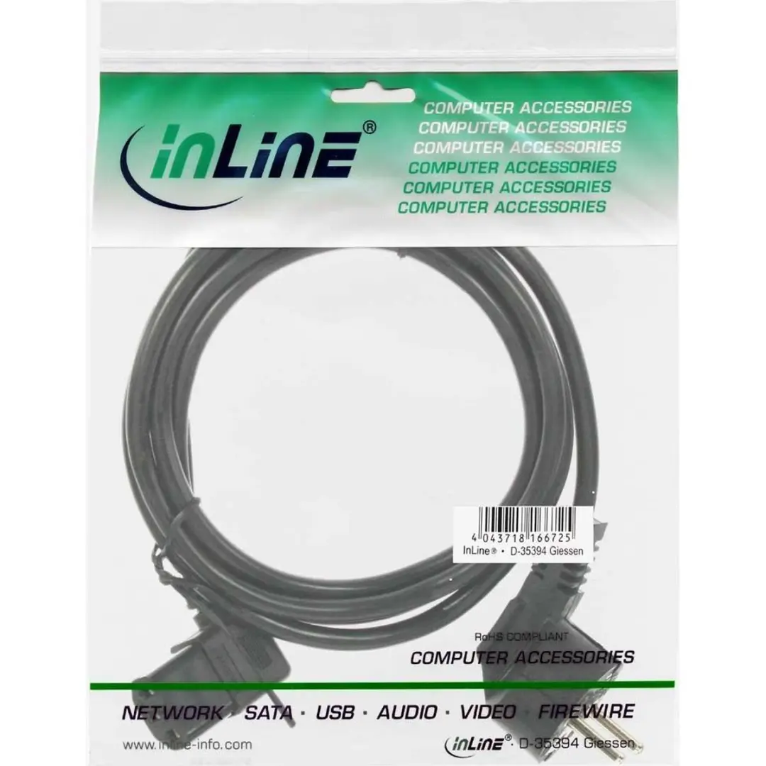 InLine C13 CEE 7/7 Stroomkabel 3x0,75mm - 0,3m - Zwart