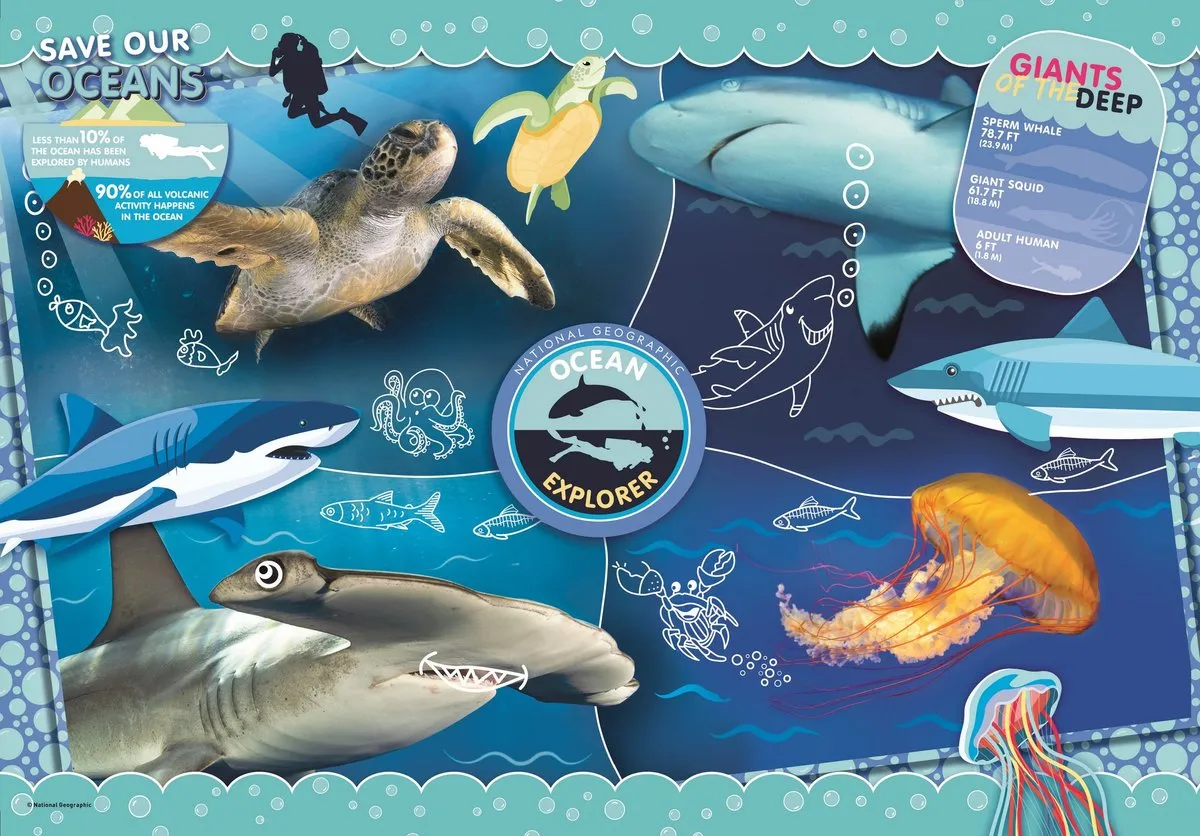 Clementoni Supercolor Puzzel Giants of the Deep 104 Stuks - Multicolor - afbeelding 2 van 3
