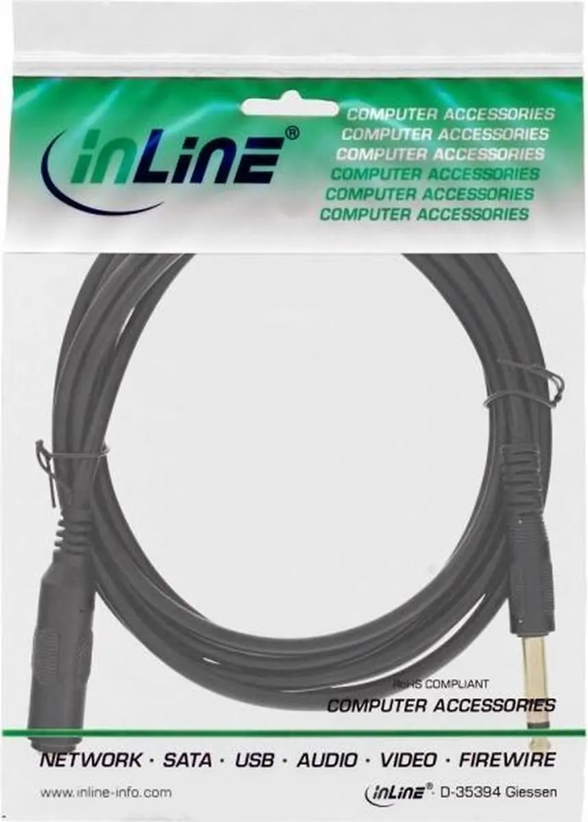 InLine 6,35mm Jack Verlengkabel - 5m - Verguld - Zwart