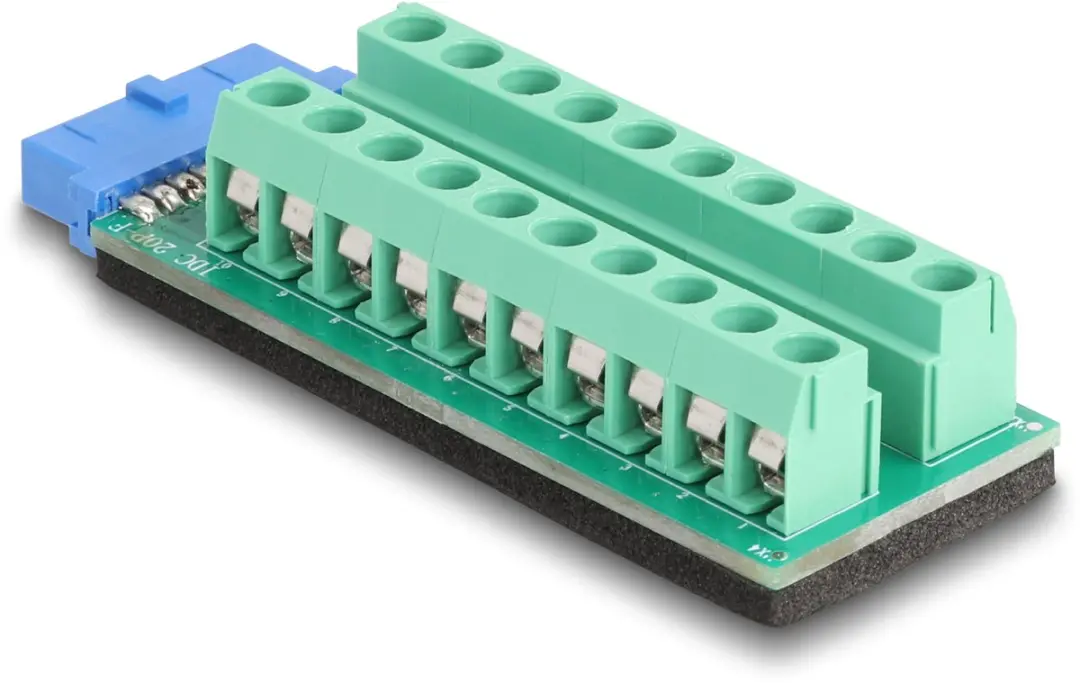Delock USB Pin Header naar Terminal Block Adapter 20 Pin - Zwart/ Groen