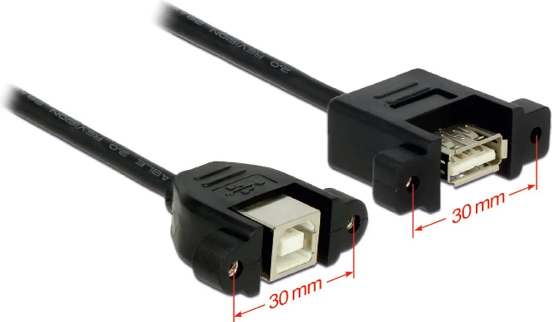 Delock USB 2.0 A naar B Female Kabel - 1m - Zwart