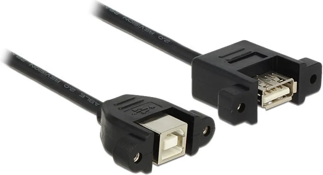 Delock USB 2.0 A naar B Female Kabel - 1m - Zwart