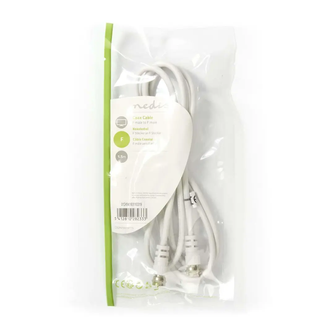 Nedis CSGL41000WT15 Antennekabel F-Male - 1.50m - Wit