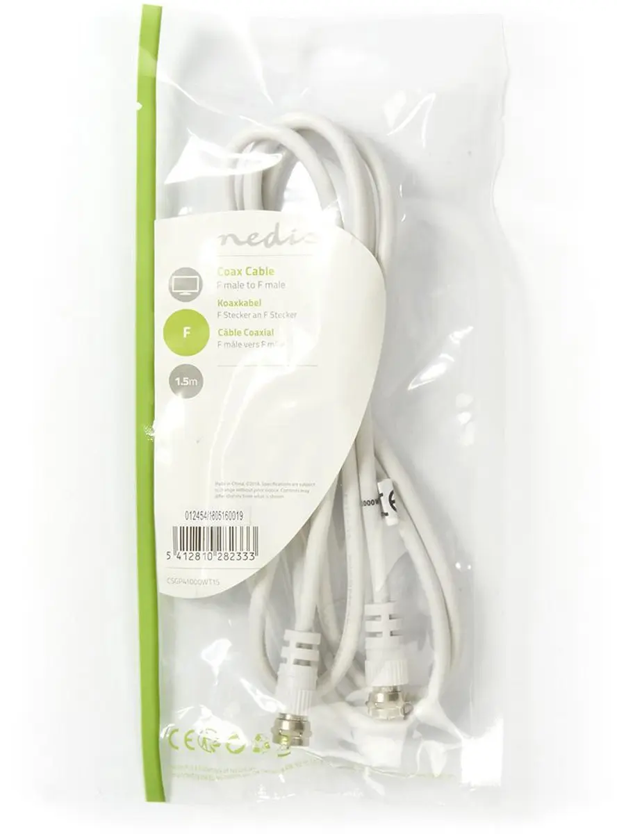 Nedis CSGL41000WT15 Antennekabel F-Male - 1.50m - Wit