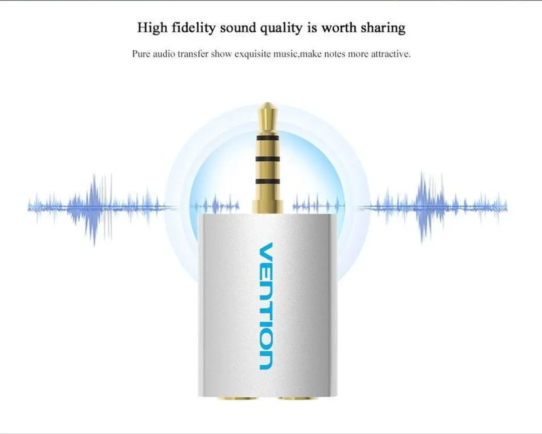 Vention 3.5mm Audio Splitter Adapter - 2x Vrouwelijk - Wit-zilver