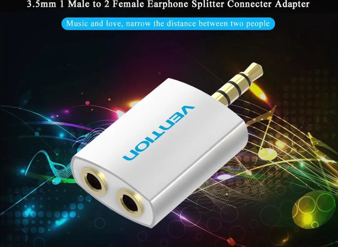 Vention 3.5mm Audio Splitter Adapter - 2x Vrouwelijk - Wit-zilver