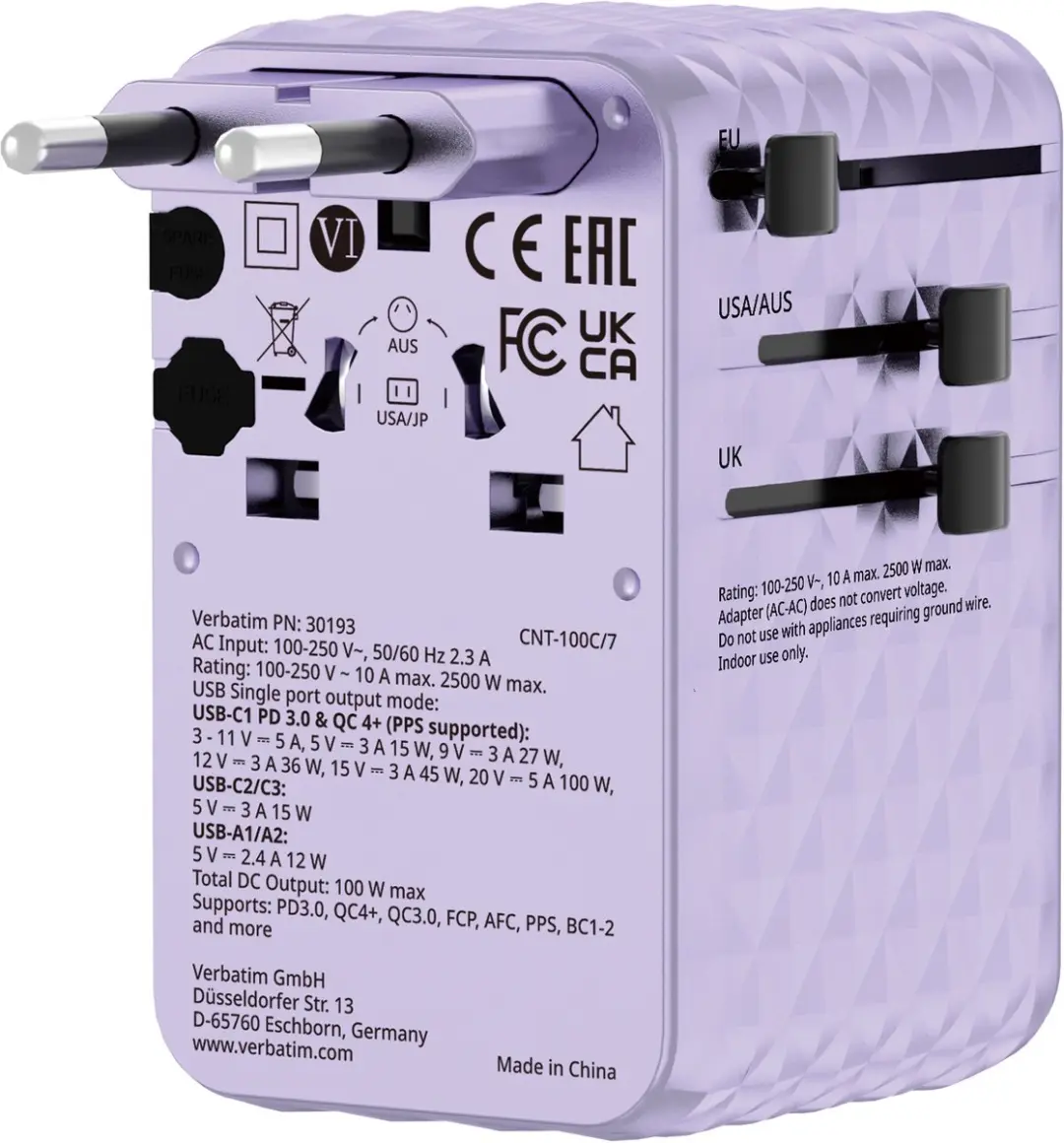 Verbatim Reisadapter EU VK VS