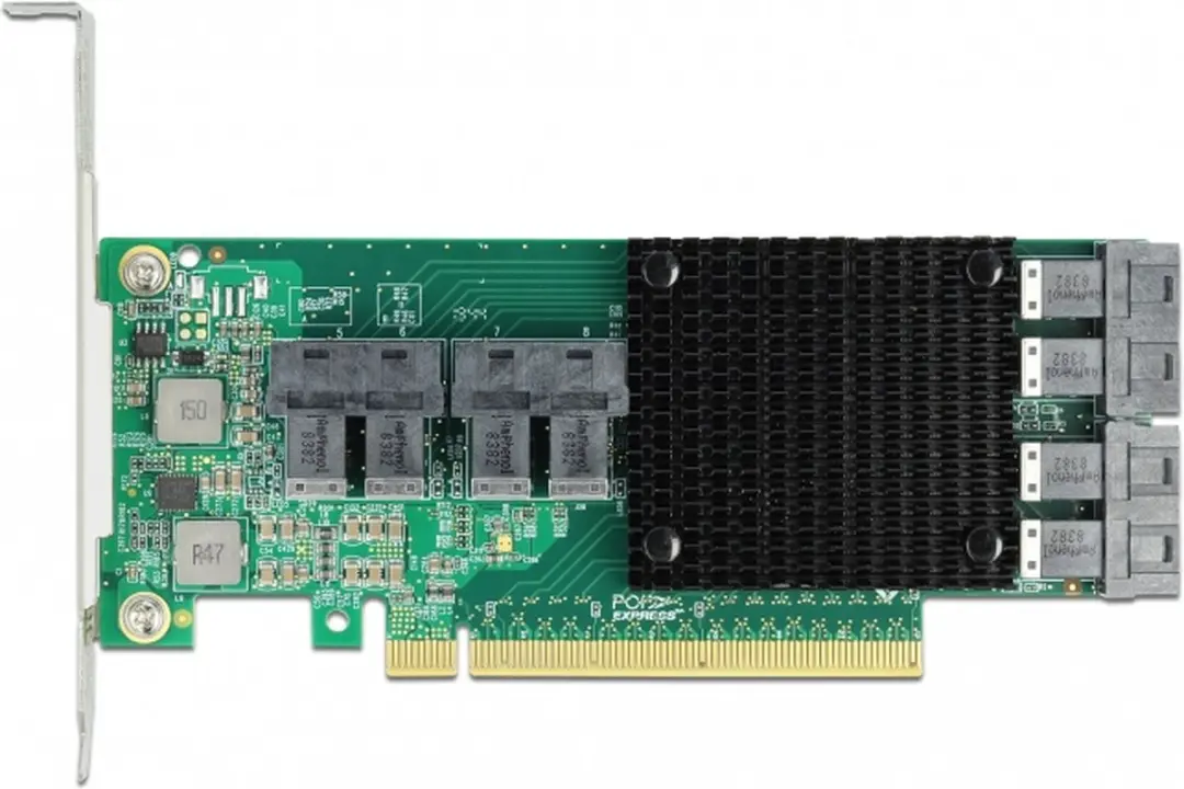 Delock PCIe x16 naar 8x SFF-8643 NVMe Kaart - Black/Green