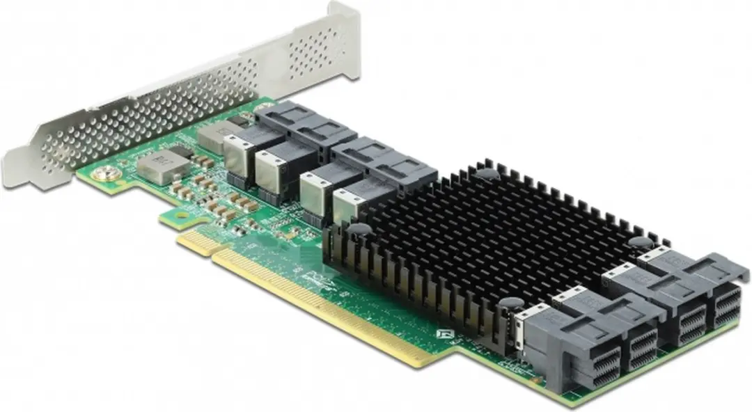 Delock PCIe x16 naar 8x SFF-8643 NVMe Kaart - Black/Green