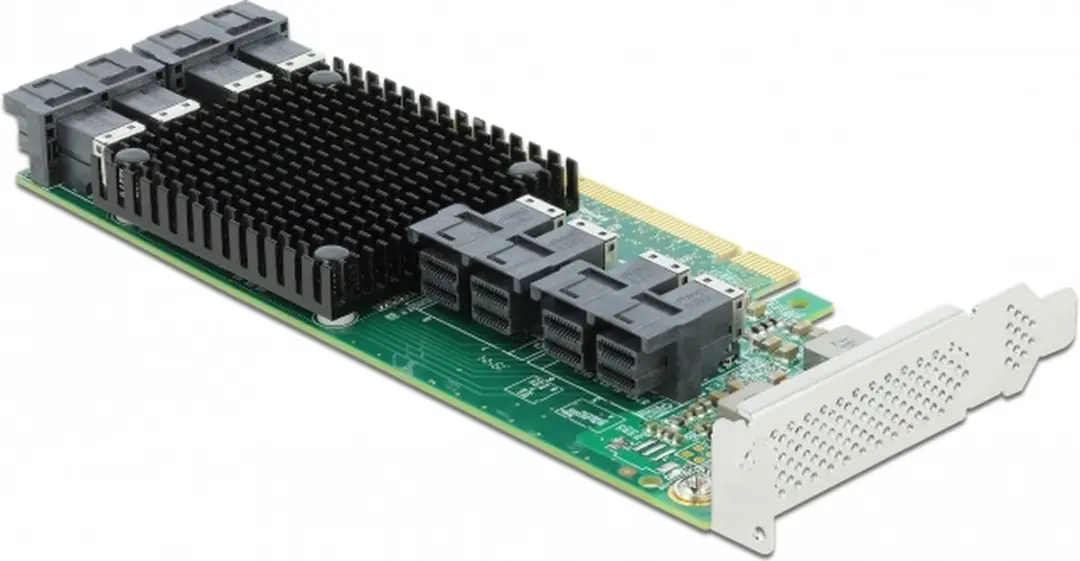 Delock PCIe x16 naar 8x SFF-8643 NVMe Kaart - Black/Green