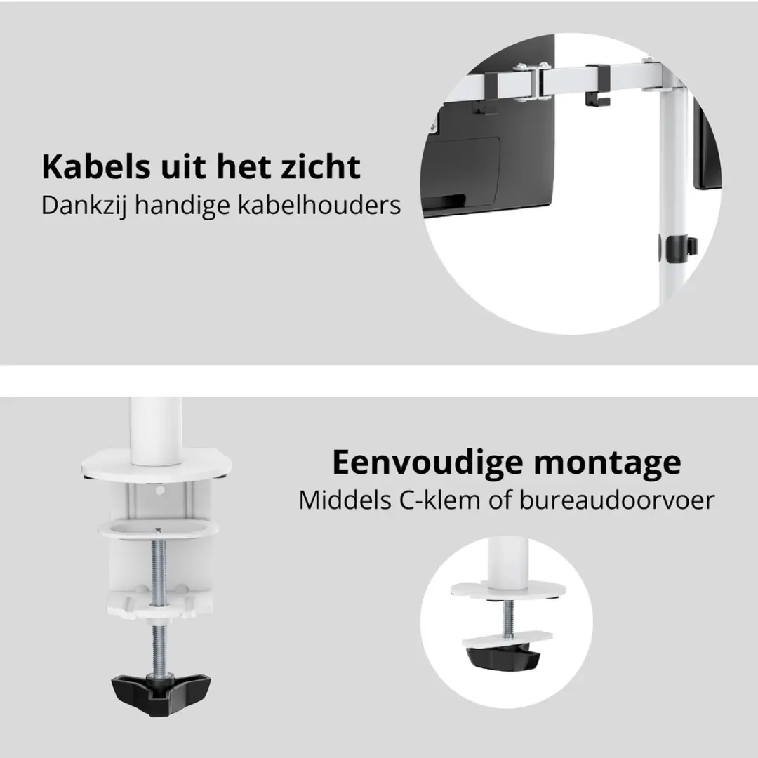 Deltaco GAM-040 Monitorarm - 2 Schermen 13-32" - Wit