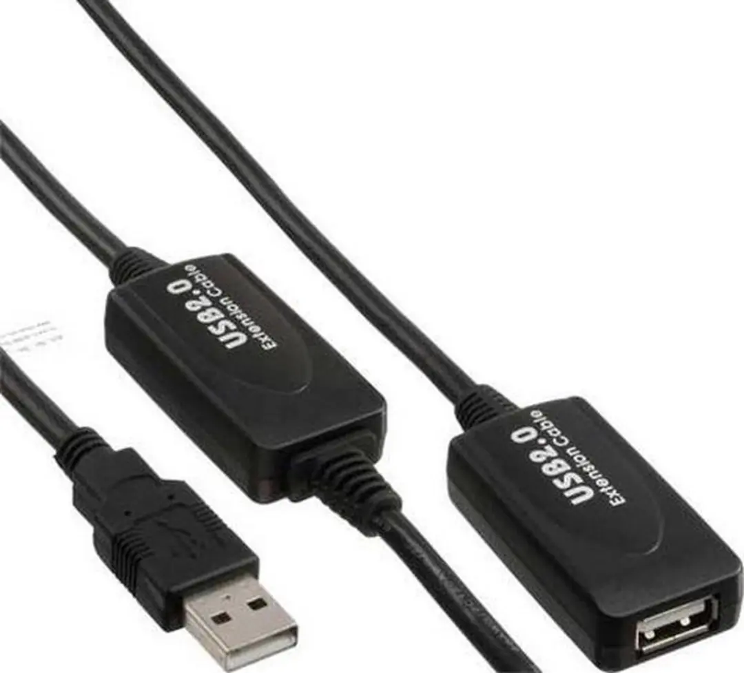 InLine USB 2.0 Verlengkabel 20m - 0,5A - Zwart
