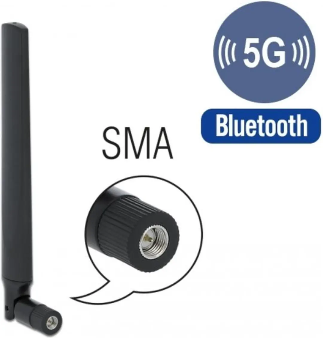 Delock 5G Antenne Omnidirectioneel SMA(m) - -3,3-1,3 dBi - Zwart