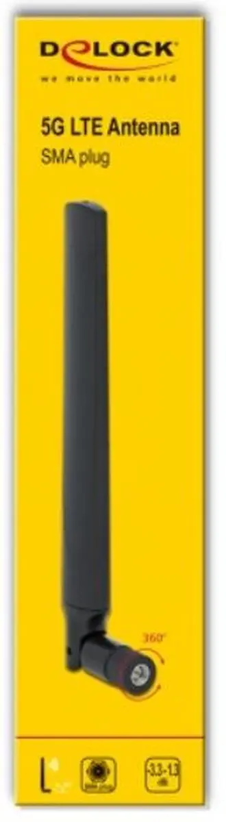 Delock 5G Antenne Omnidirectioneel SMA(m) - -3,3-1,3 dBi - Zwart