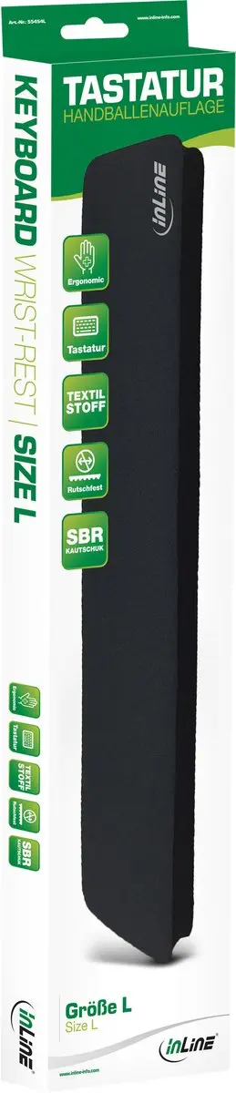 InLine Premium Polsondersteuner Toetsenbord - Medium - Zwart