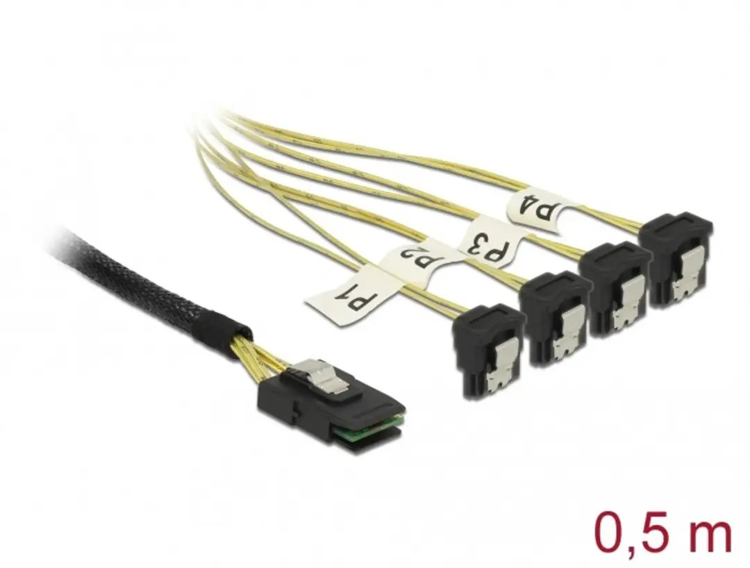 Delock Mini SAS naar 4x SATA Kabel 0.5m