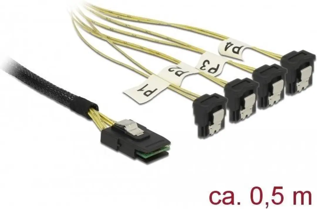 Delock Mini SAS naar 4x SATA Kabel 0.5m