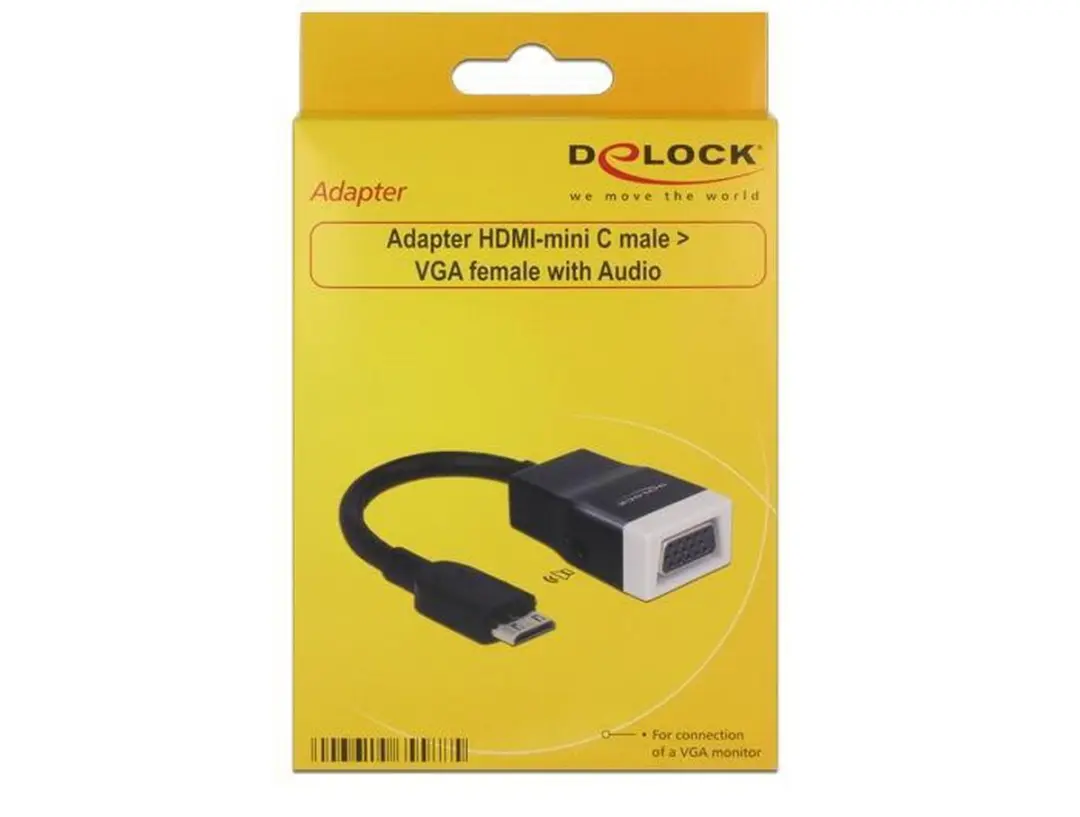 Delock Mini HDMI naar VGA + 3,5mm Jack Adapter - 0,15m - Zwart