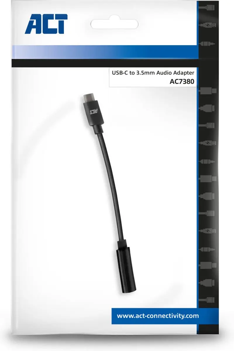 ACT AC7380 USB-C naar 3.5mm Audio Adapter - Zwart - afbeelding 6 van 6
