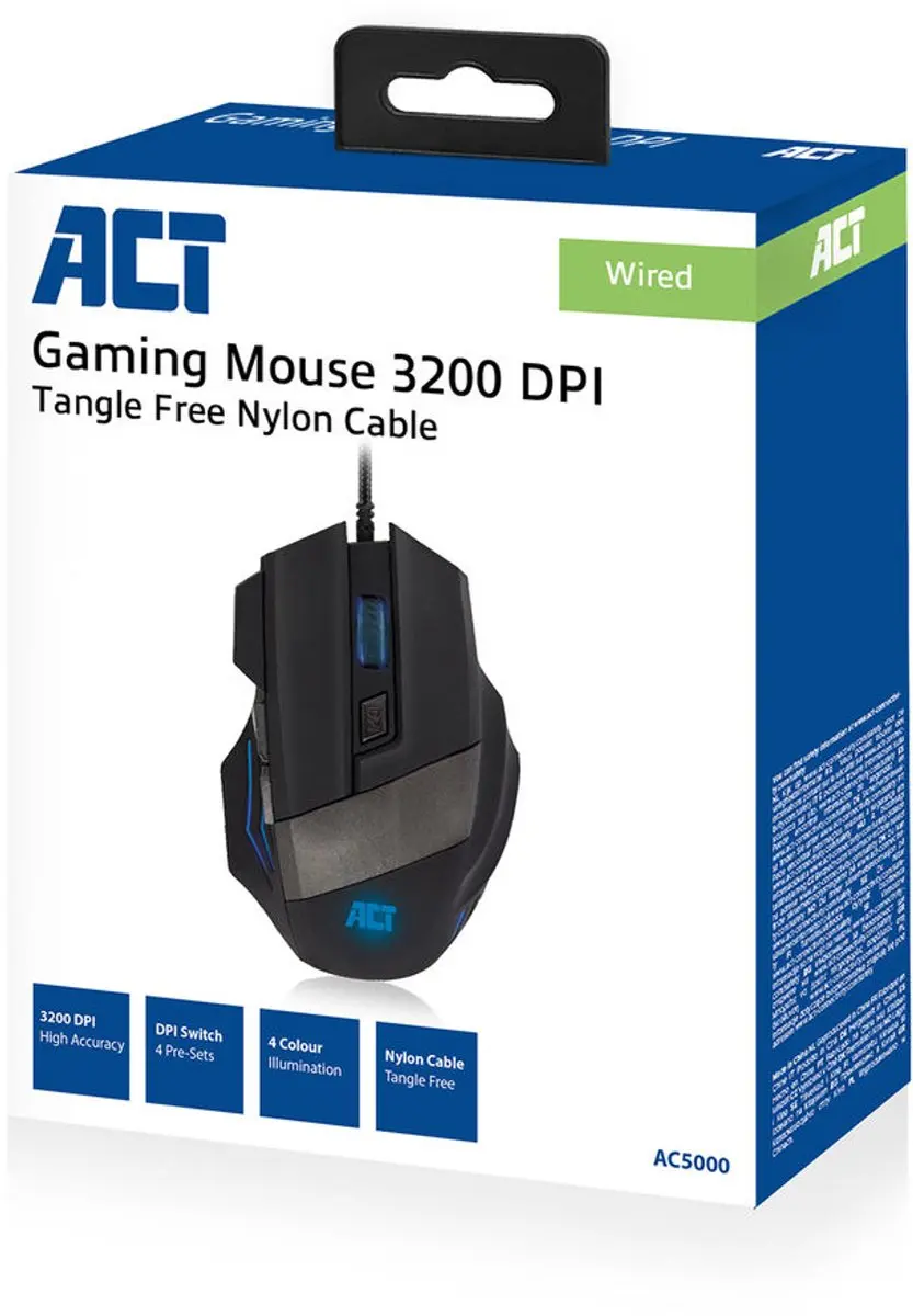ACT AC5000 Gamingmuis Bedraad - 3200 DPI - Zwart