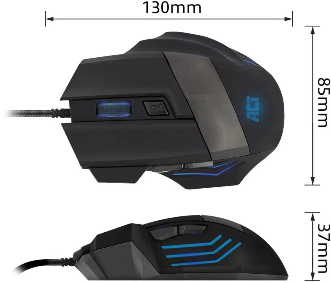 ACT AC5000 Gamingmuis Bedraad - 3200 DPI - Zwart