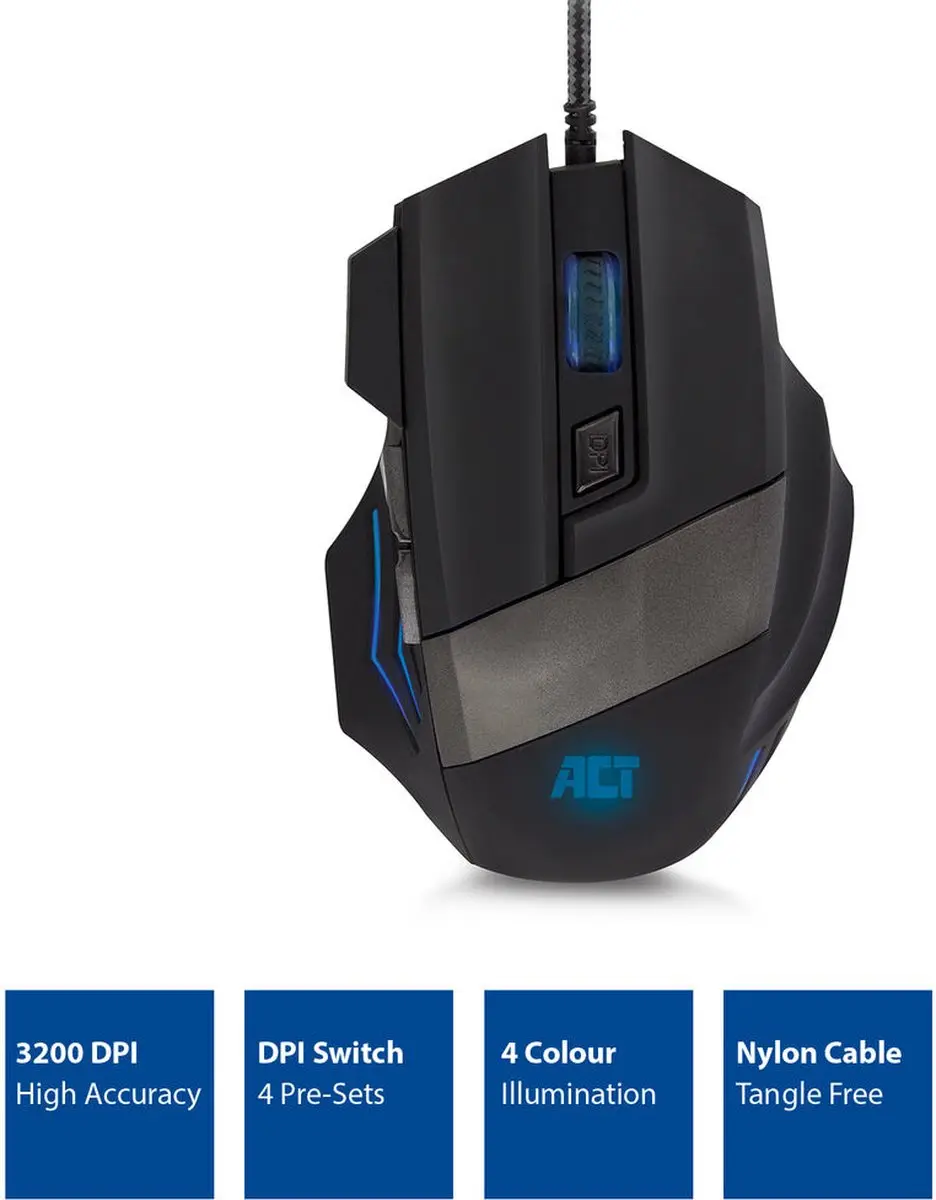 ACT AC5000 Gamingmuis Bedraad - 3200 DPI - Zwart