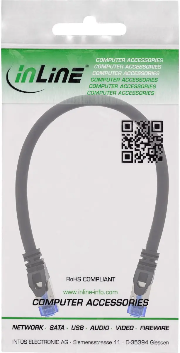 InLine® Patchkabel armored, U/FTP, Cat.6A, zwart, 0,3m