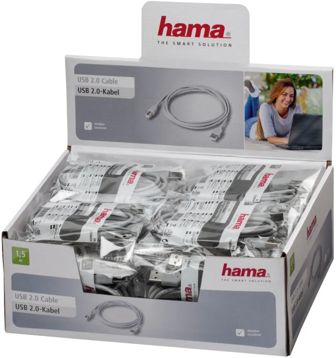 Hama USB Aansluitingskabel A/B 1.5M - Grijs