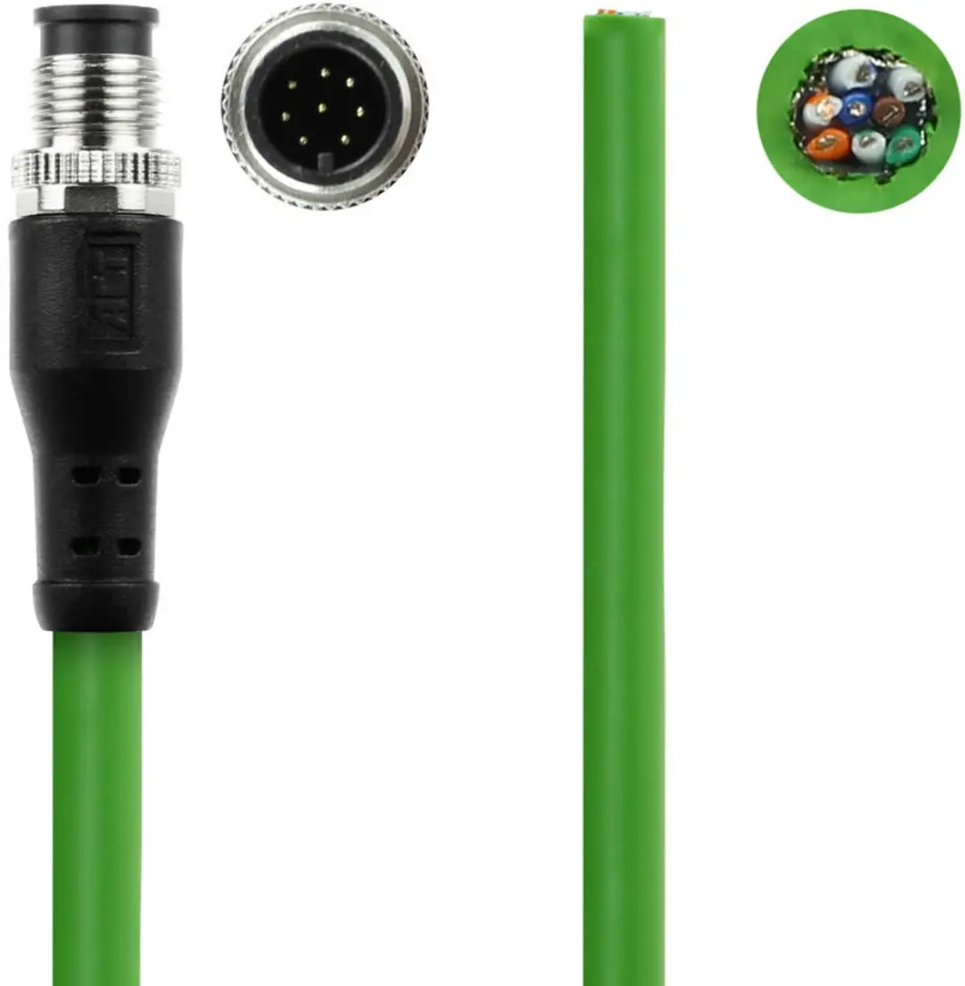 ACT Industrial Sensor Kabel M12A 8-polig 3m - Ultraflex TPE - Zwart