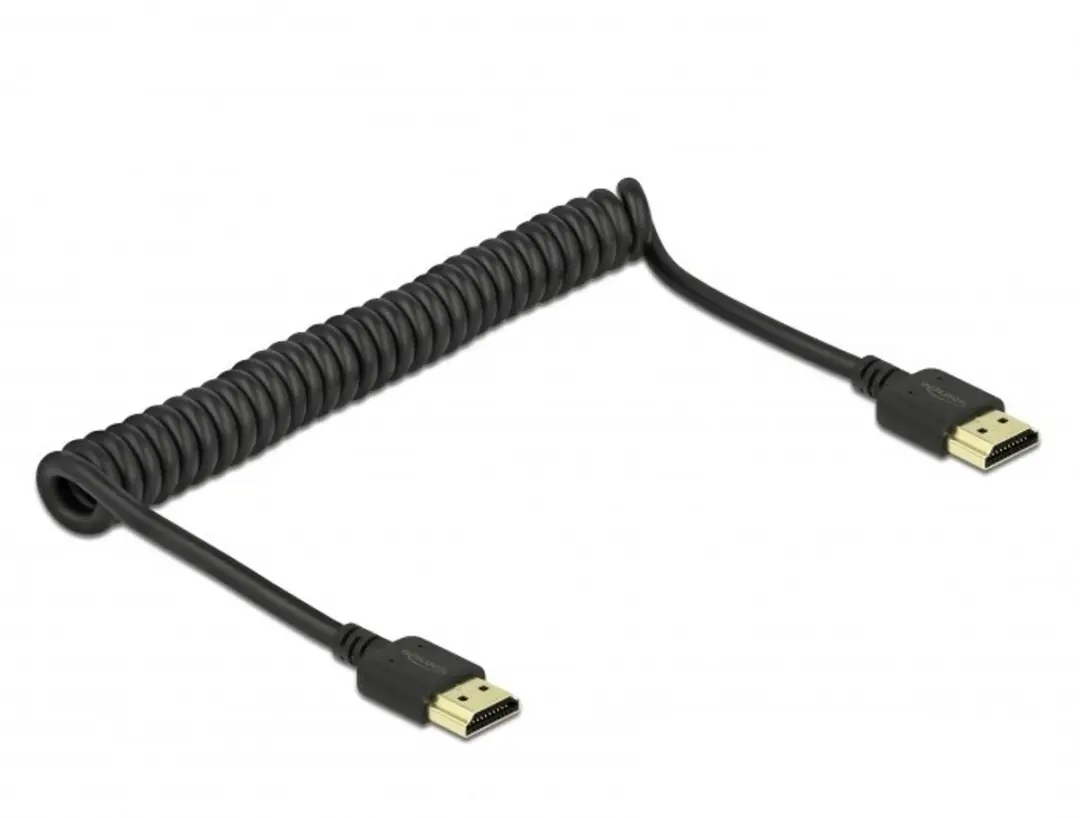 Delock HDMI Coiled Kabel 4K 60Hz - Zwart