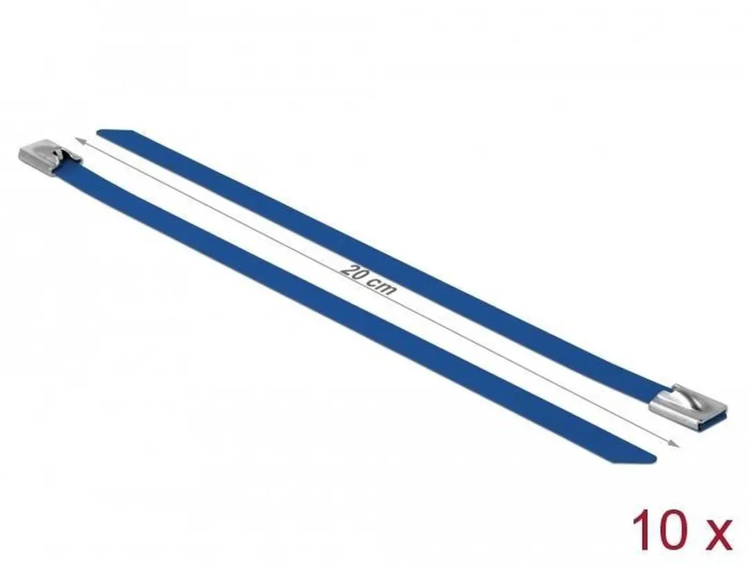 Delock Roestvrijstalen Kabelbinders 200x7,9mm - Blauw - 10 Stuks