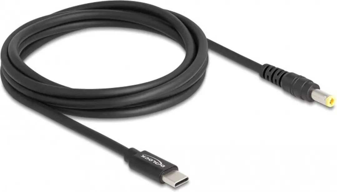 Delock USB-C naar 5,5x2,5mm Laadkabel 1,5m - Zwart