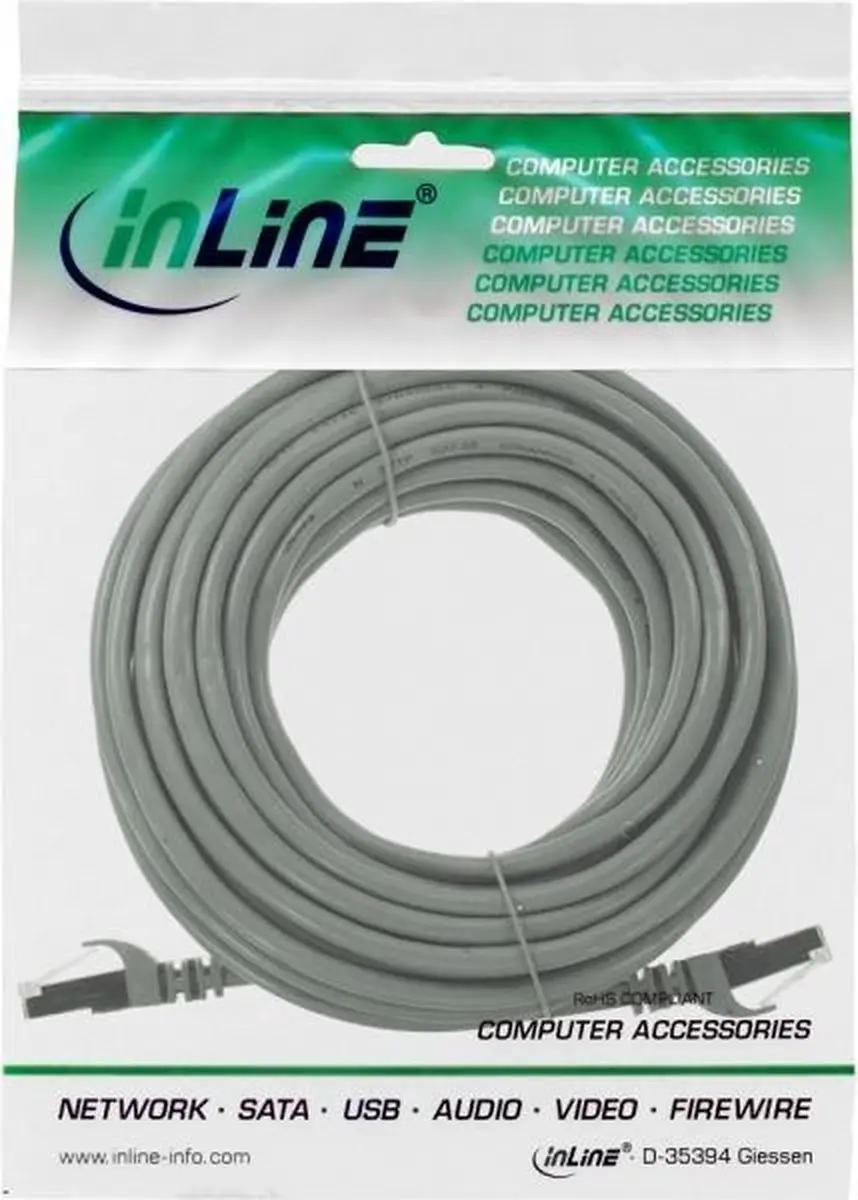 InLine Patchkabel Cat.5e U/UTP 10m - Grijs