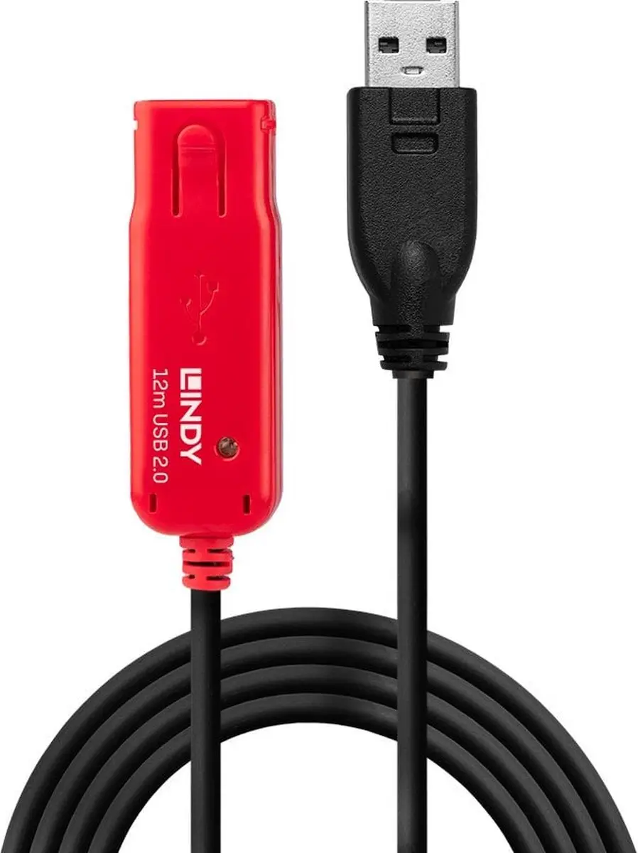 Lindy USB 2.0 Verlenging Pro 12m - Zwart