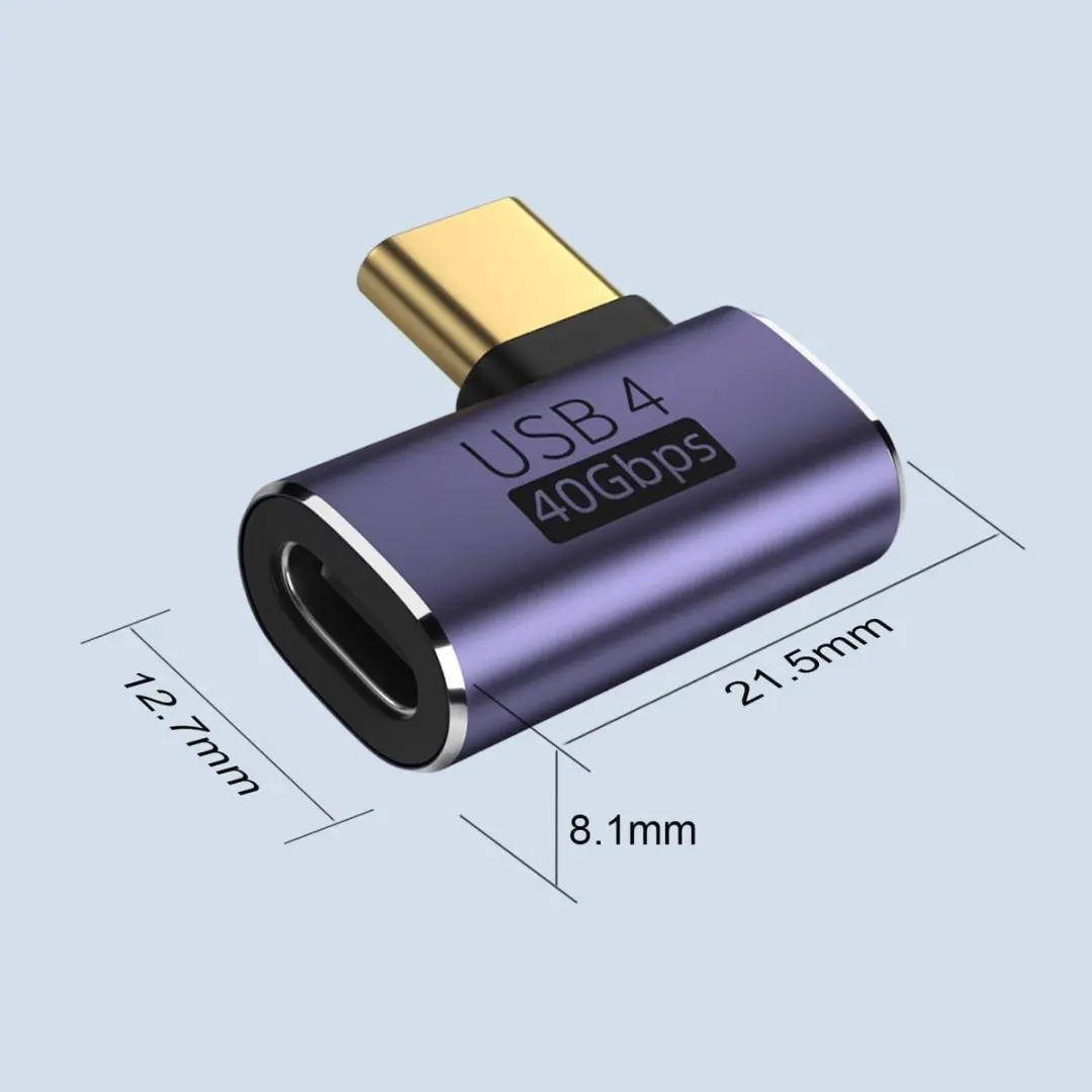 NÖRDIC USB4-301 Haakse USB-C Adapter - 8K60Hz 40Gb/s PD 100W - Paars - afbeelding 6 van 6