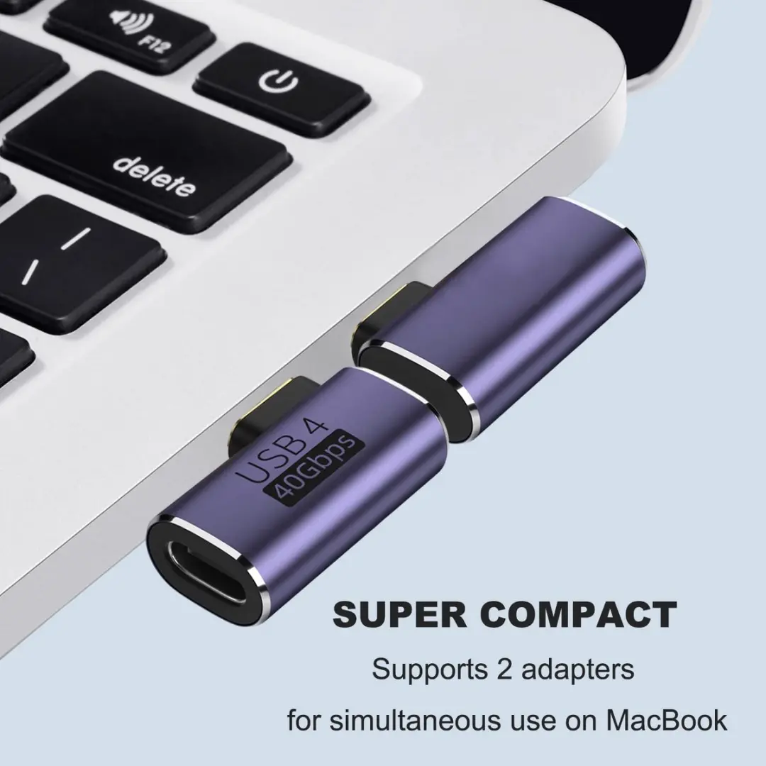 NÖRDIC USB4-301 Haakse USB-C Adapter - 8K60Hz 40Gb/s PD 100W - Paars