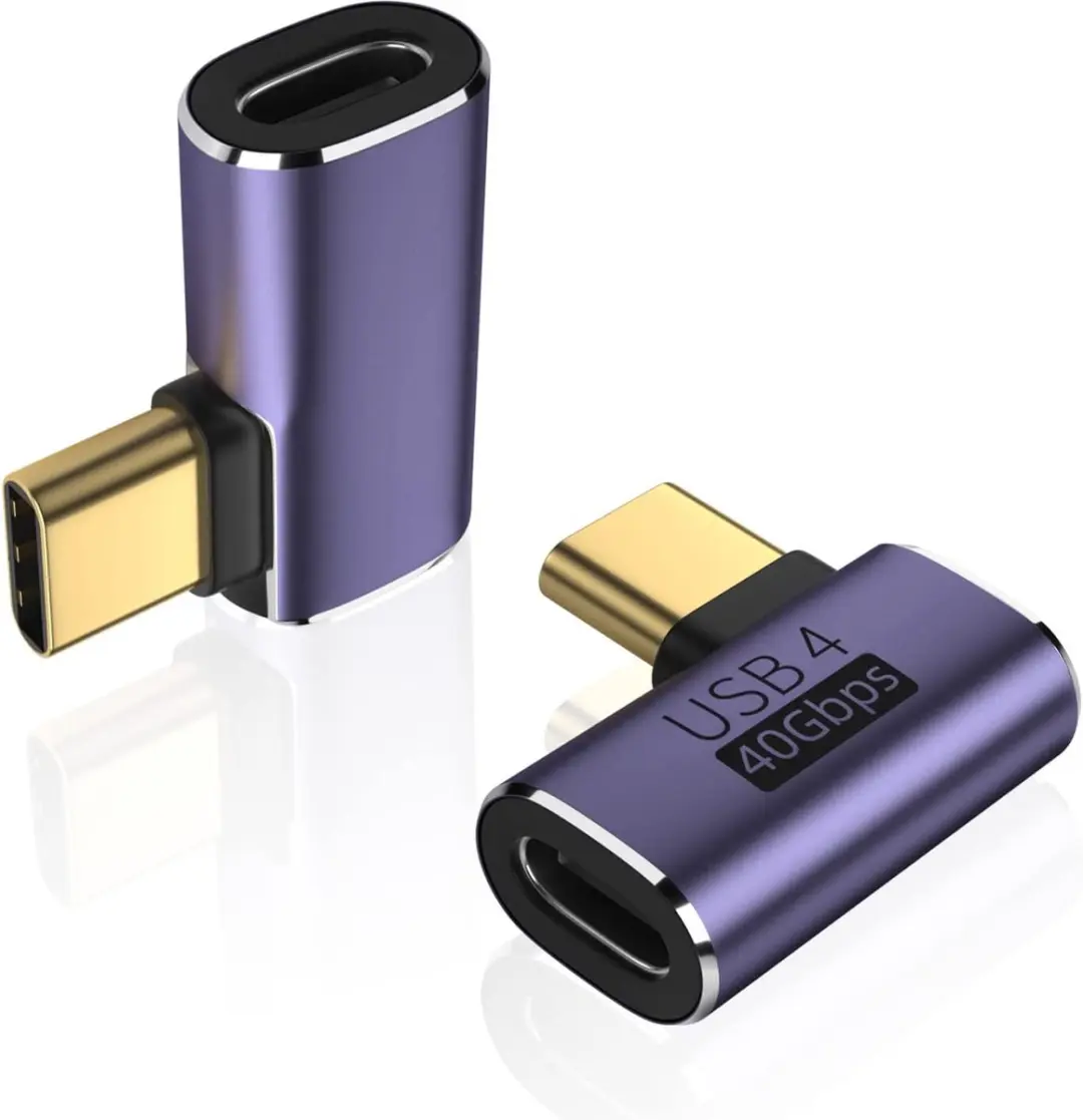 NÖRDIC USB4-301 Haakse USB-C Adapter - 8K60Hz 40Gb/s PD 100W - Paars