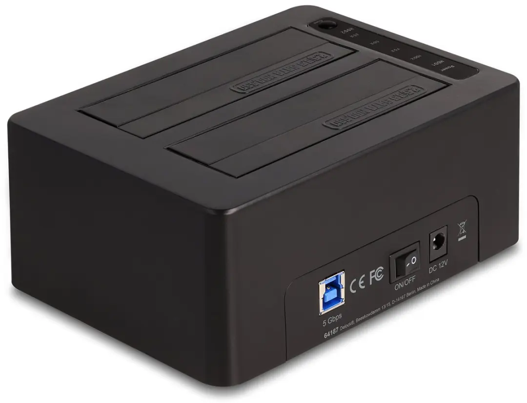 Delock USB Dual Docking Station 64187 - 2x SATA HDD/SSD - Zwart
