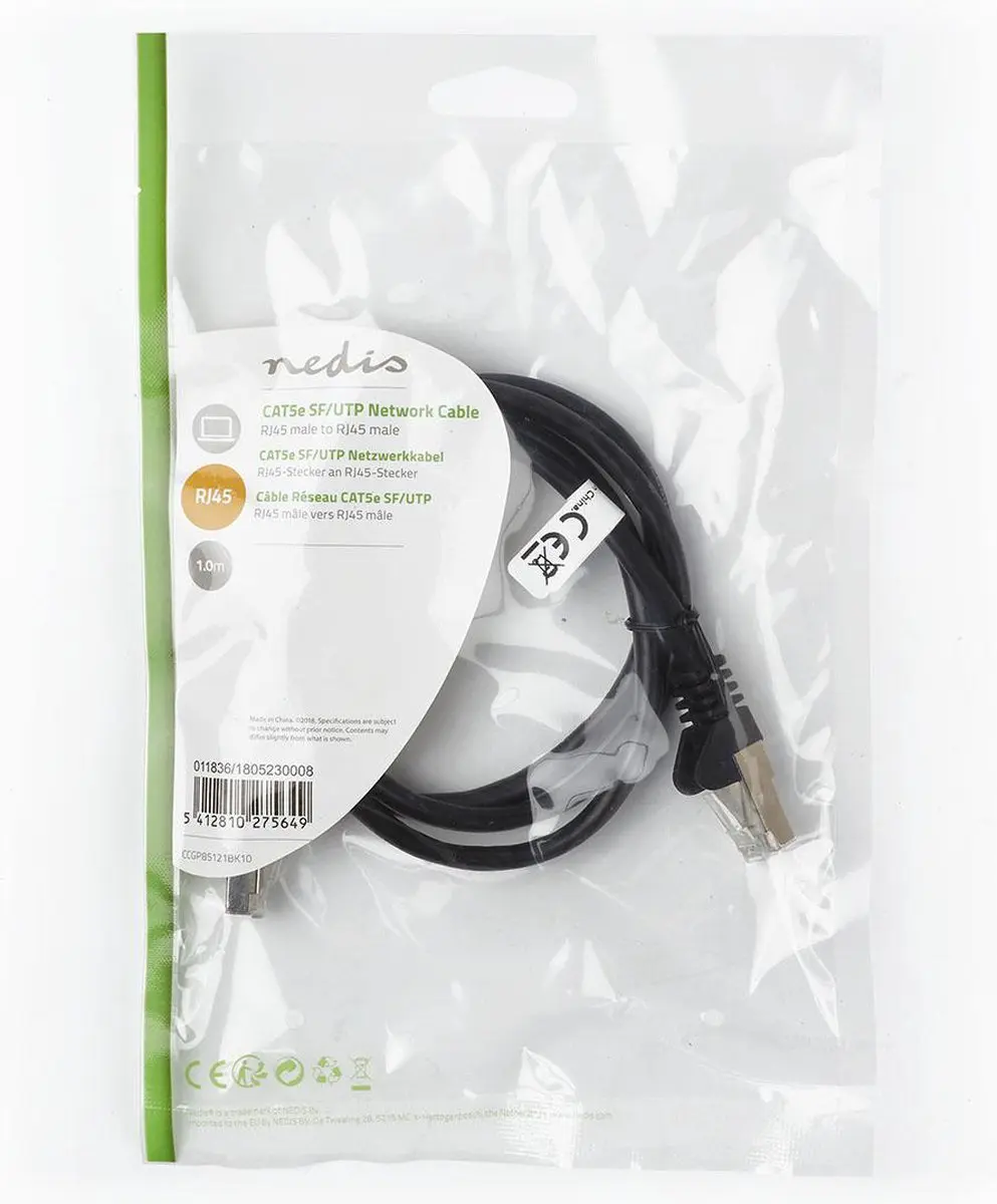 Nedis CAT5e Netwerkkabel CCGP85121BK10 - 1m - Zwart